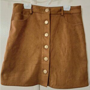 Boohoo Faux Suede Brown Skirt Women Size 6